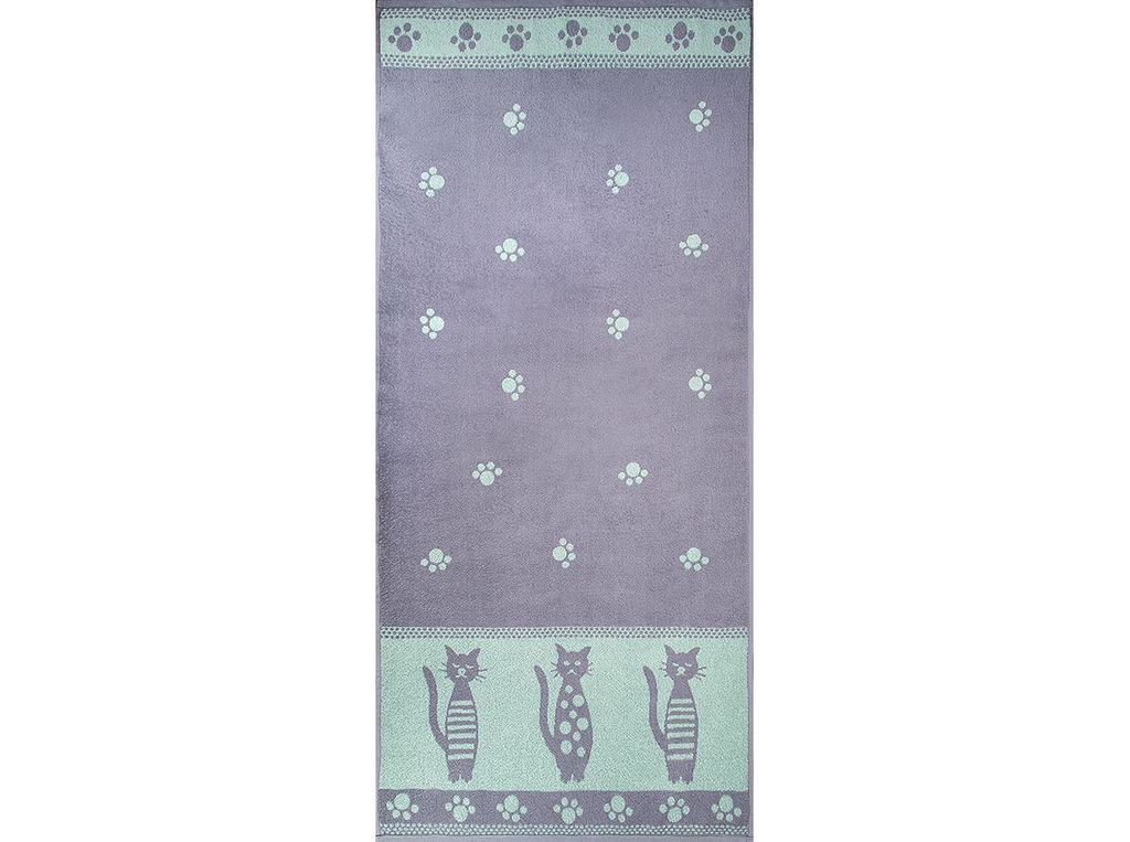 Полотенце махровое 6с102.411ж1 Коты(мятный2) 67х150см