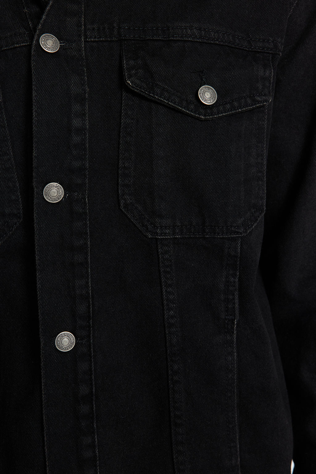 TRENDYOL MAN Siyah %100 Pamuk Regular Fit Orme Kapusonlu Denim Ceket TMNAW23CE00019 - Trendyolmilla фото 4