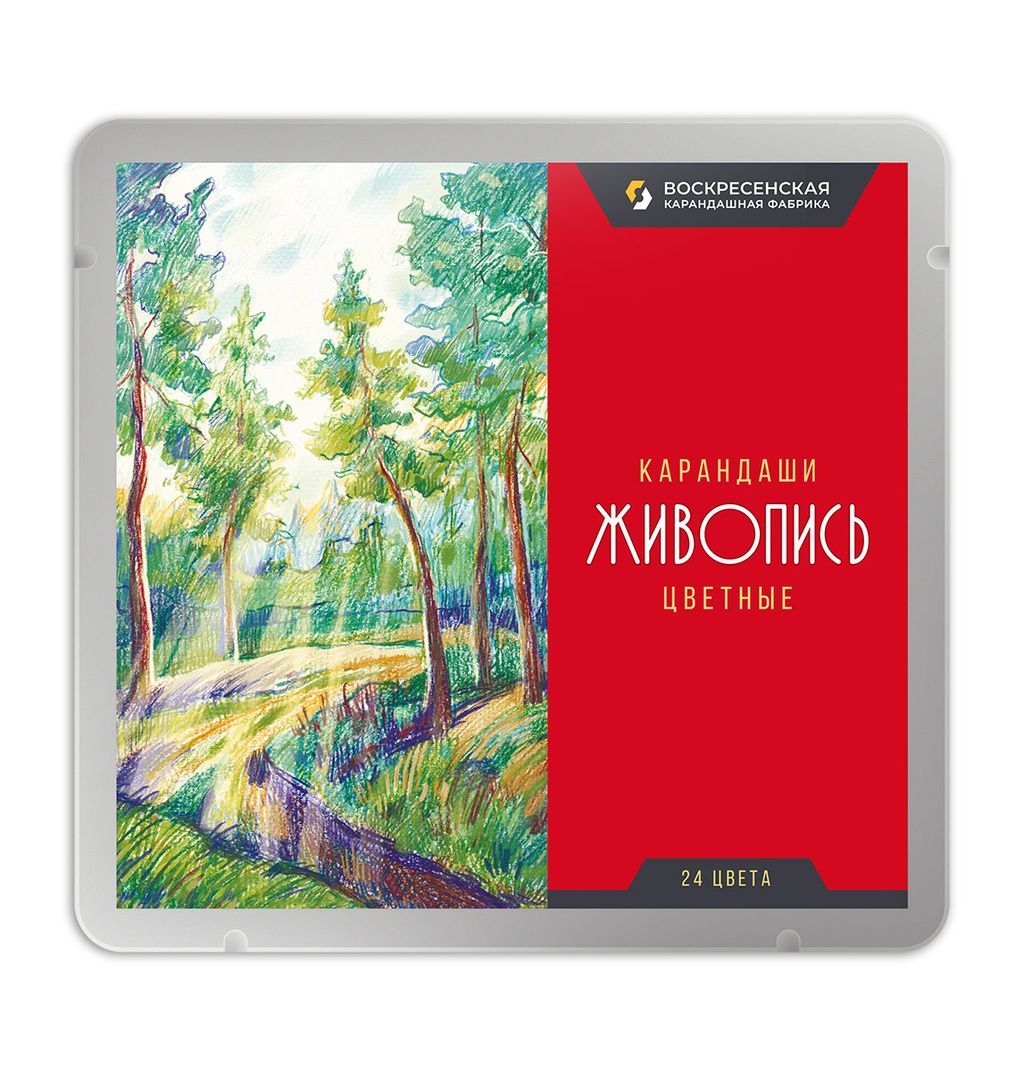 ВКФ Живопись Набор цветных карандашей JIV-CPM-1024 заточенный 2 х 24 цв. в металлической коробке