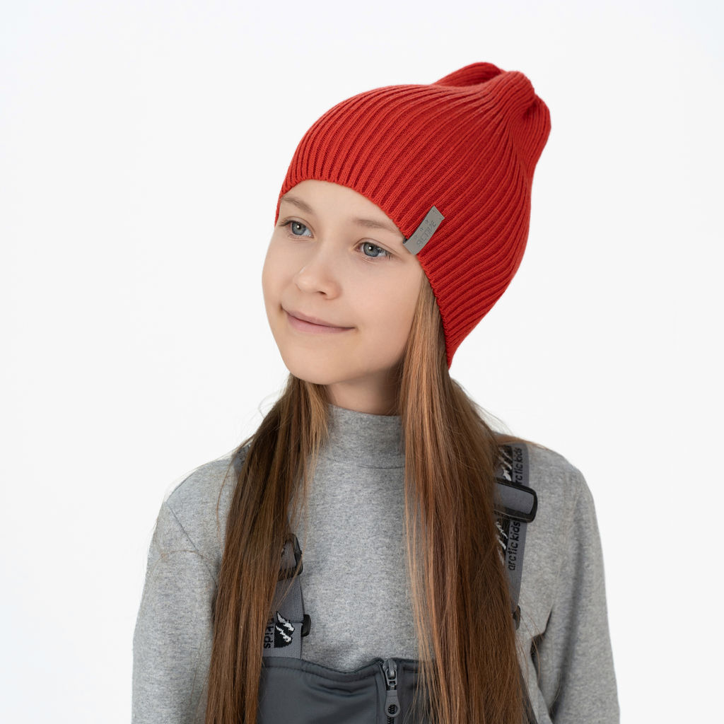 Шапка вязаная Ш-103 красная (52-58)