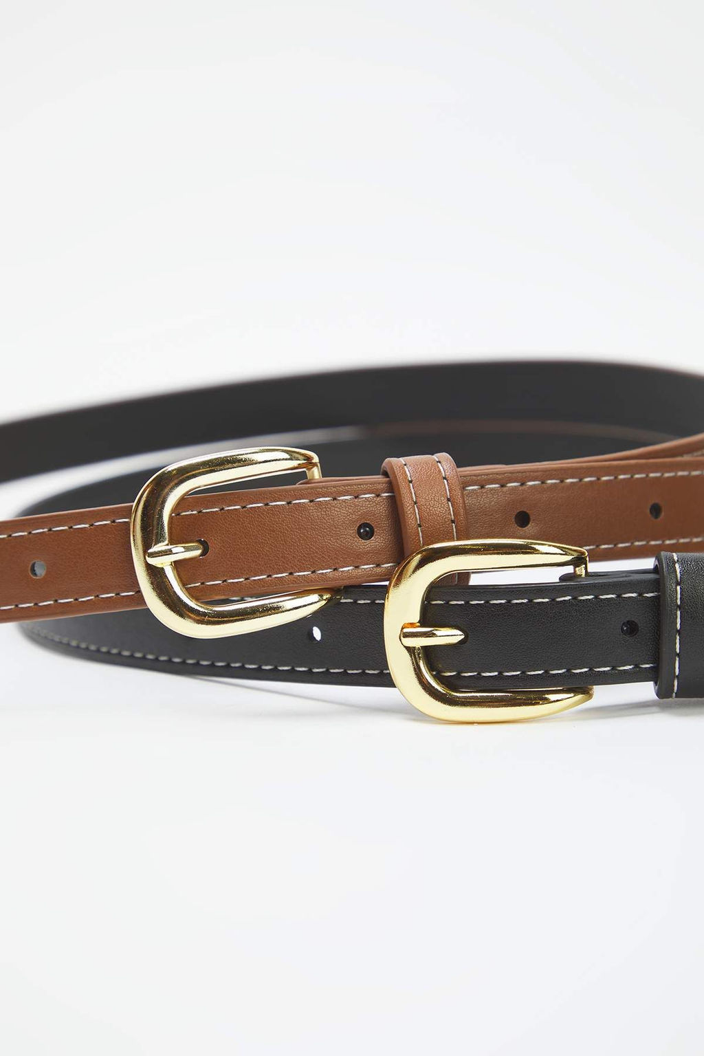 Siyah-Taba 2li Paket Deri Gorunumlu Dikis Detayl? Kemer TWOAW26KE00010