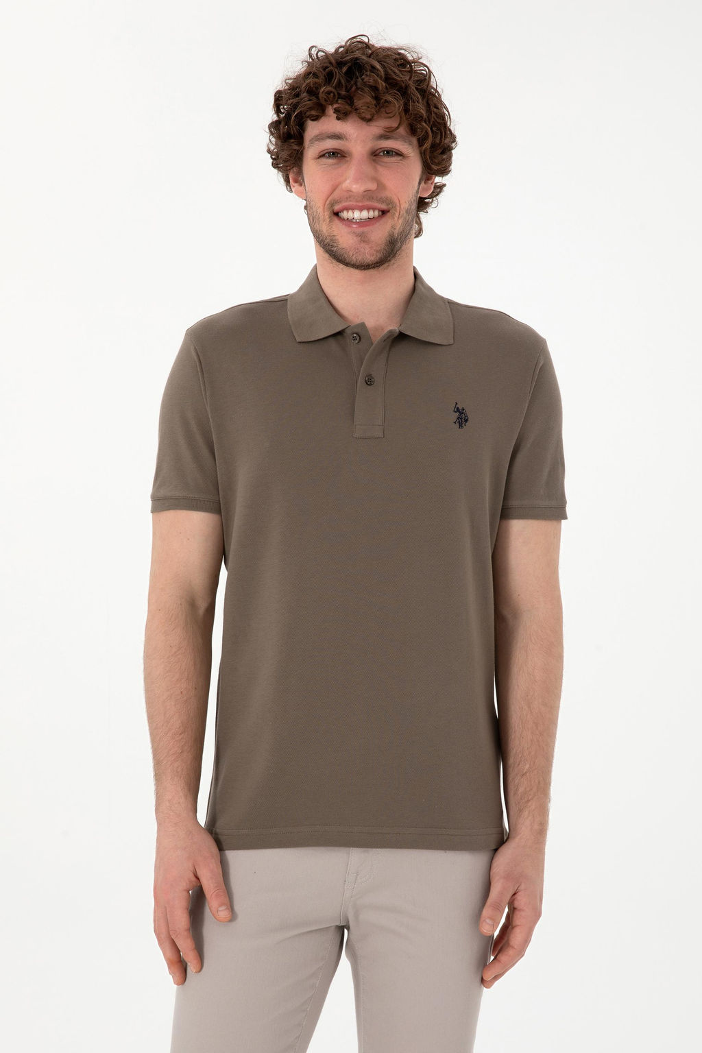 Erkek Slim Fit Polo Yaka Vizon Basic Ti__rt Sepette S_rpriz _ndirim - U.s. polo assn фото 8