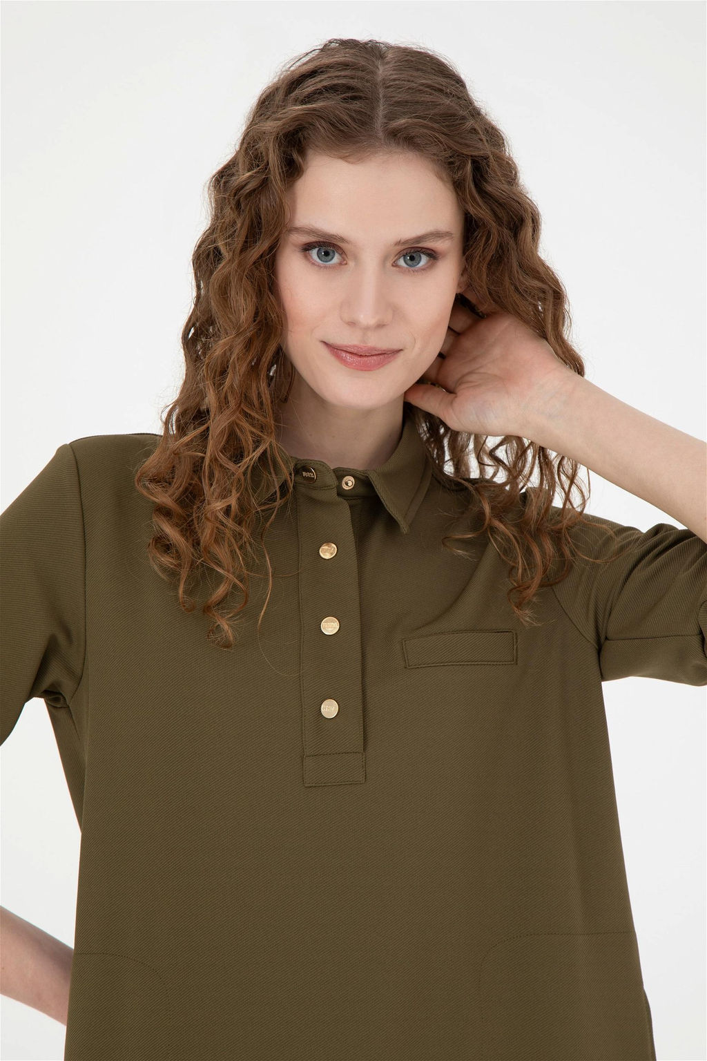Женское трикотажное платье цвета хаки - U.s. polo assn фото 3