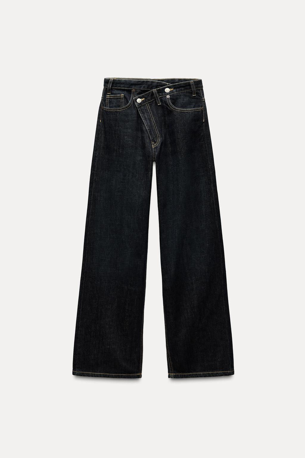 HIGH-WAIST TRF WIDE-LEG JEANS WITH CROSSOVER WAISTBAND - Zara фото 28