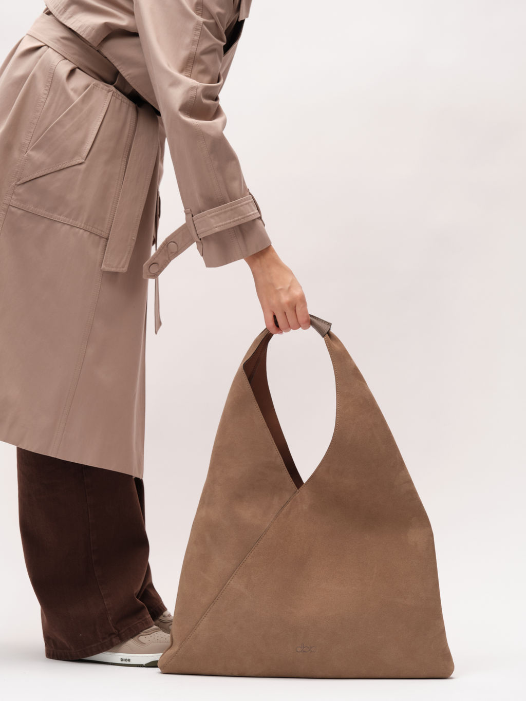 Замшевая сумка Luna DBR 31373 серо-коричневый  фото 5