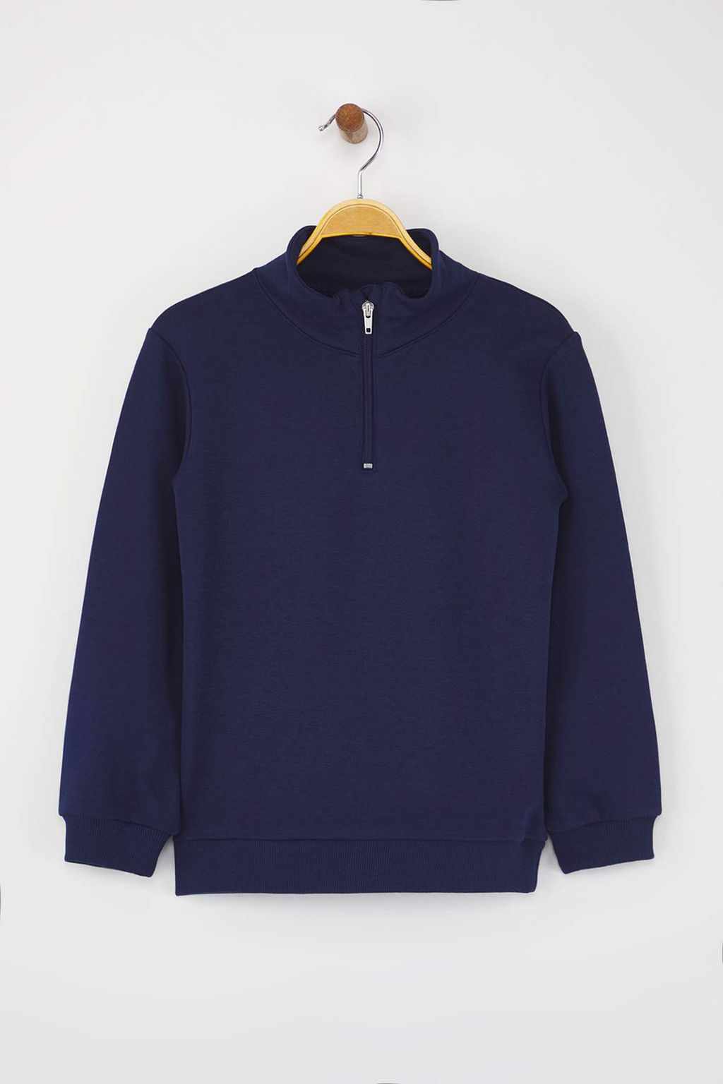 Lacivert Pamuklu Duz/Basic Dik Yaka Regular Orme Erkek Cocuk Sweatshirt TKDAW26SW00008 - Trendyolmilla фото 2