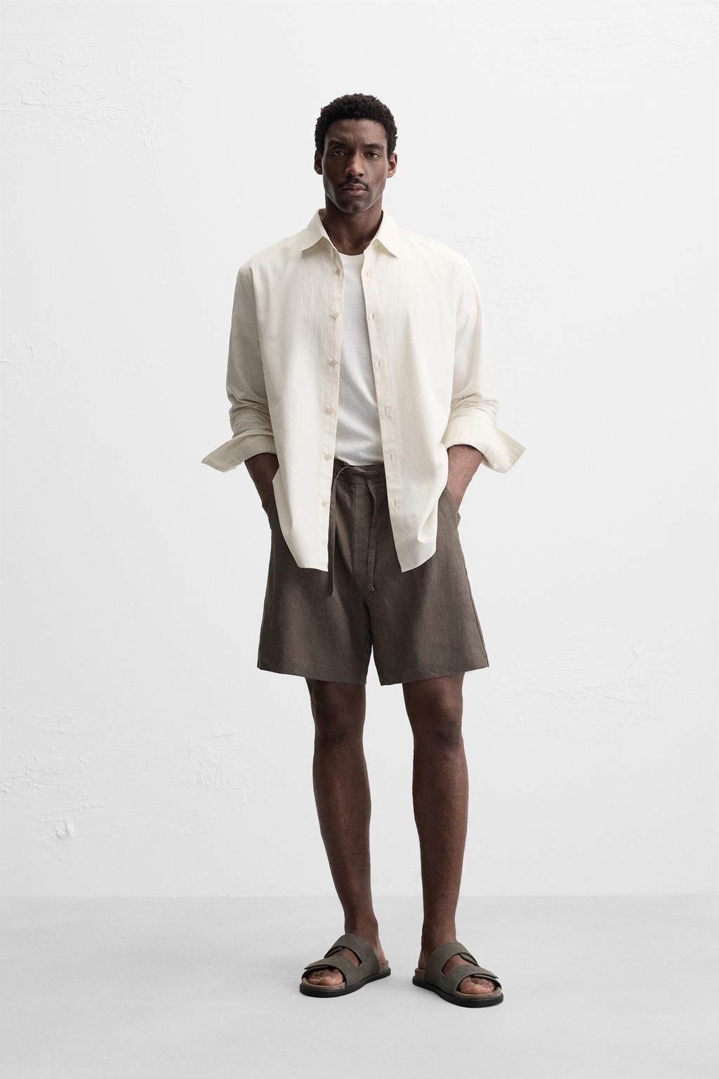 100% LINEN BERMUDA SHORTS - Zara фото 19