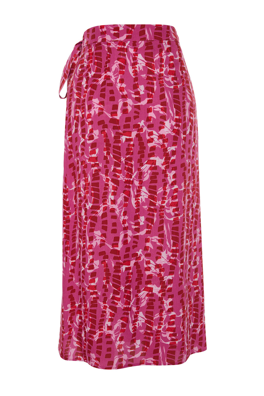 Mor Desenli Kruvaze Viskon Kumas Midi Boy Dokuma Etek TWOSS23ET00294