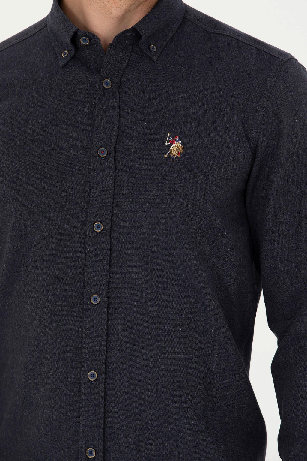 Мужская темно-синяя базовая рубашка с длинным рукавом Неожиданная скидка в корзине - U.s. polo assn фото 7