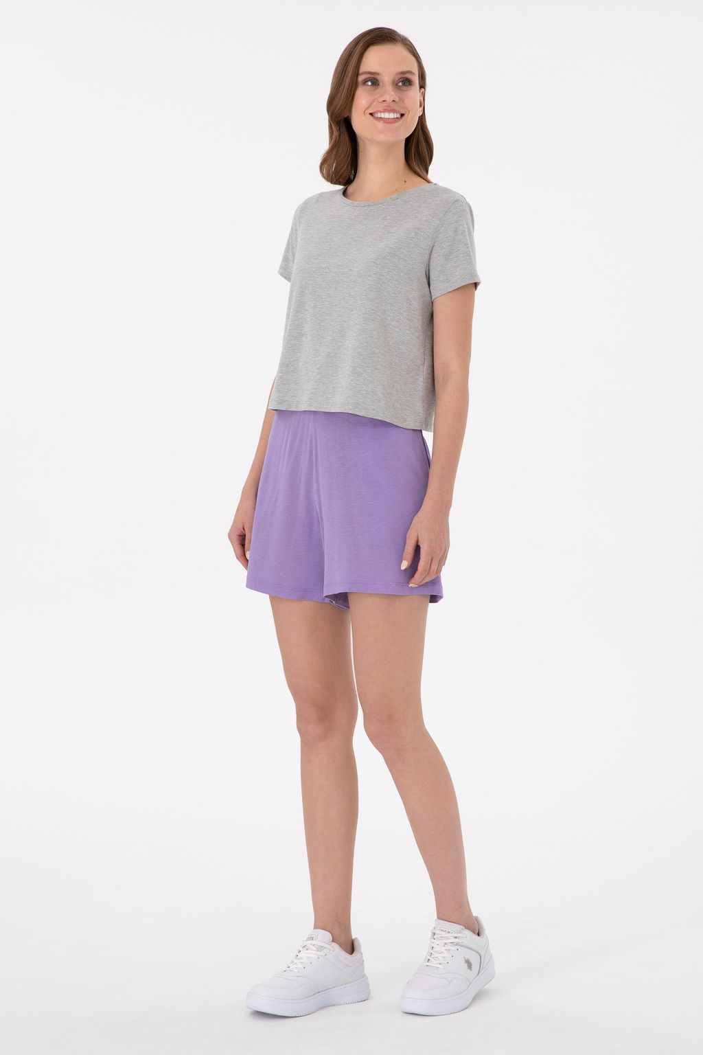 Женские сиреневые вязаные шорты Дополнительная скидка 11% в корзине - U.s. polo assn фото 3