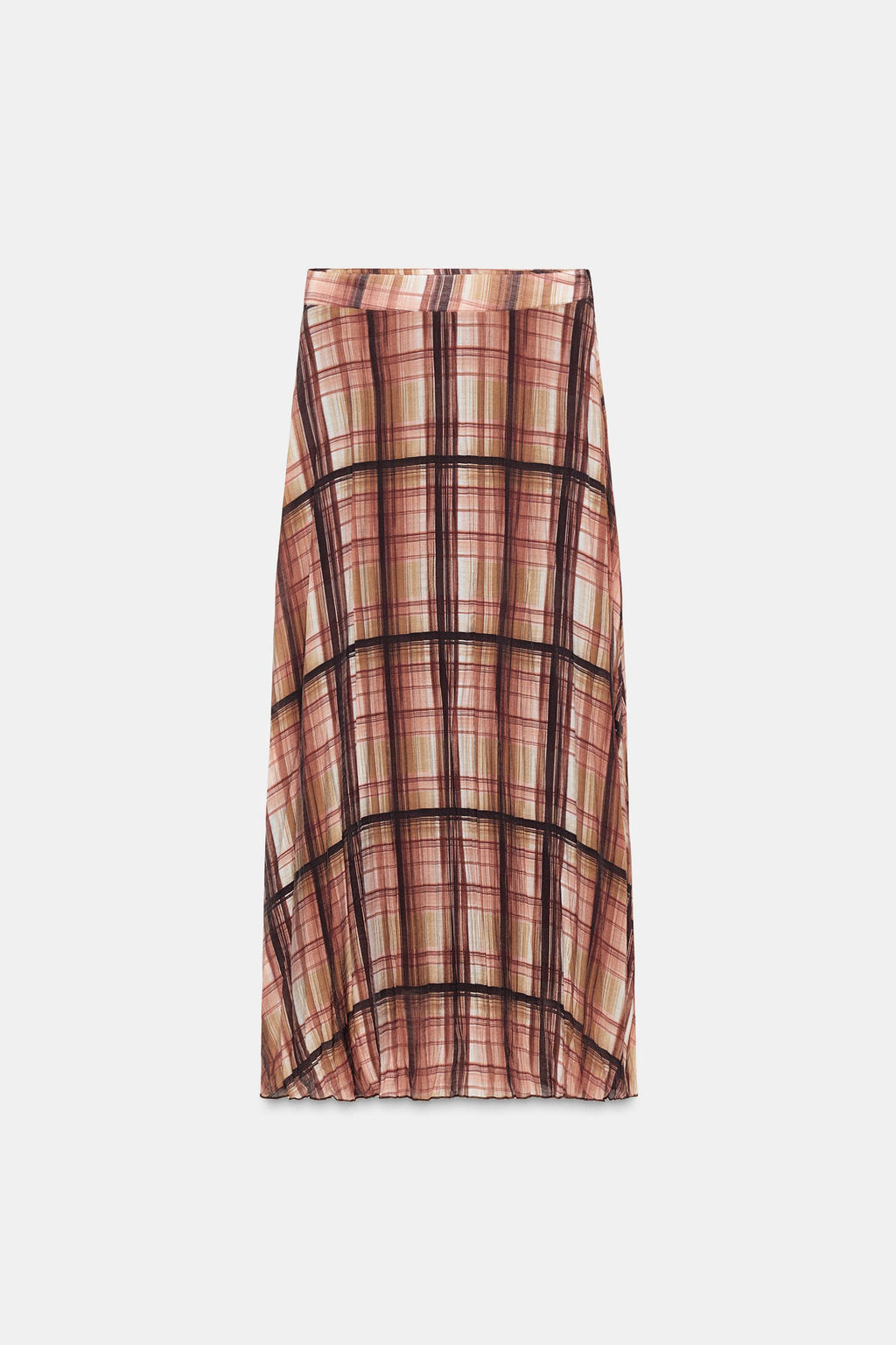 CHECKED MIDI SKIRT WITH CREASED EFFECT - Zara фото 5