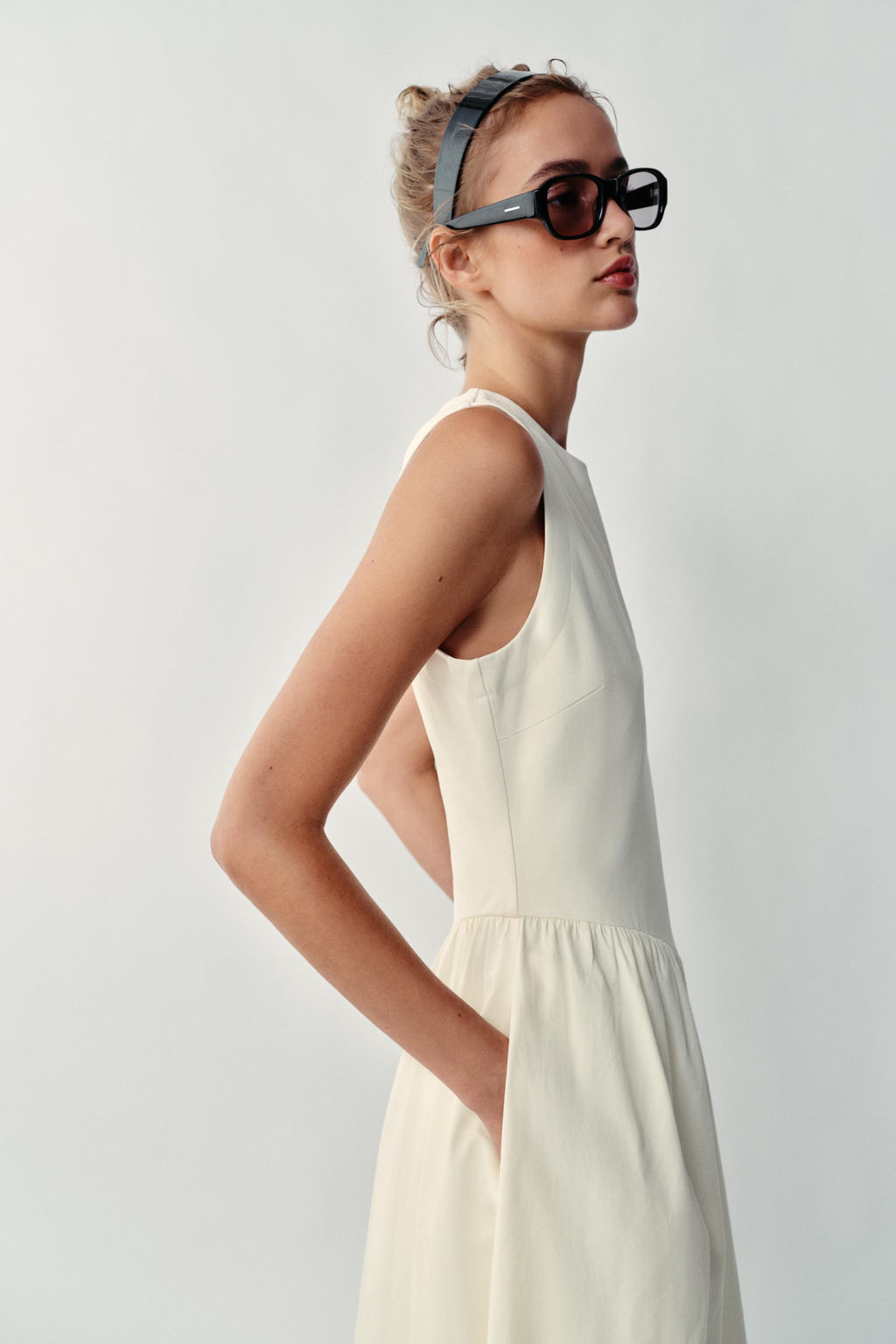 VESTIDO MIDI COMBINADO / Crudo - Zara фото 6