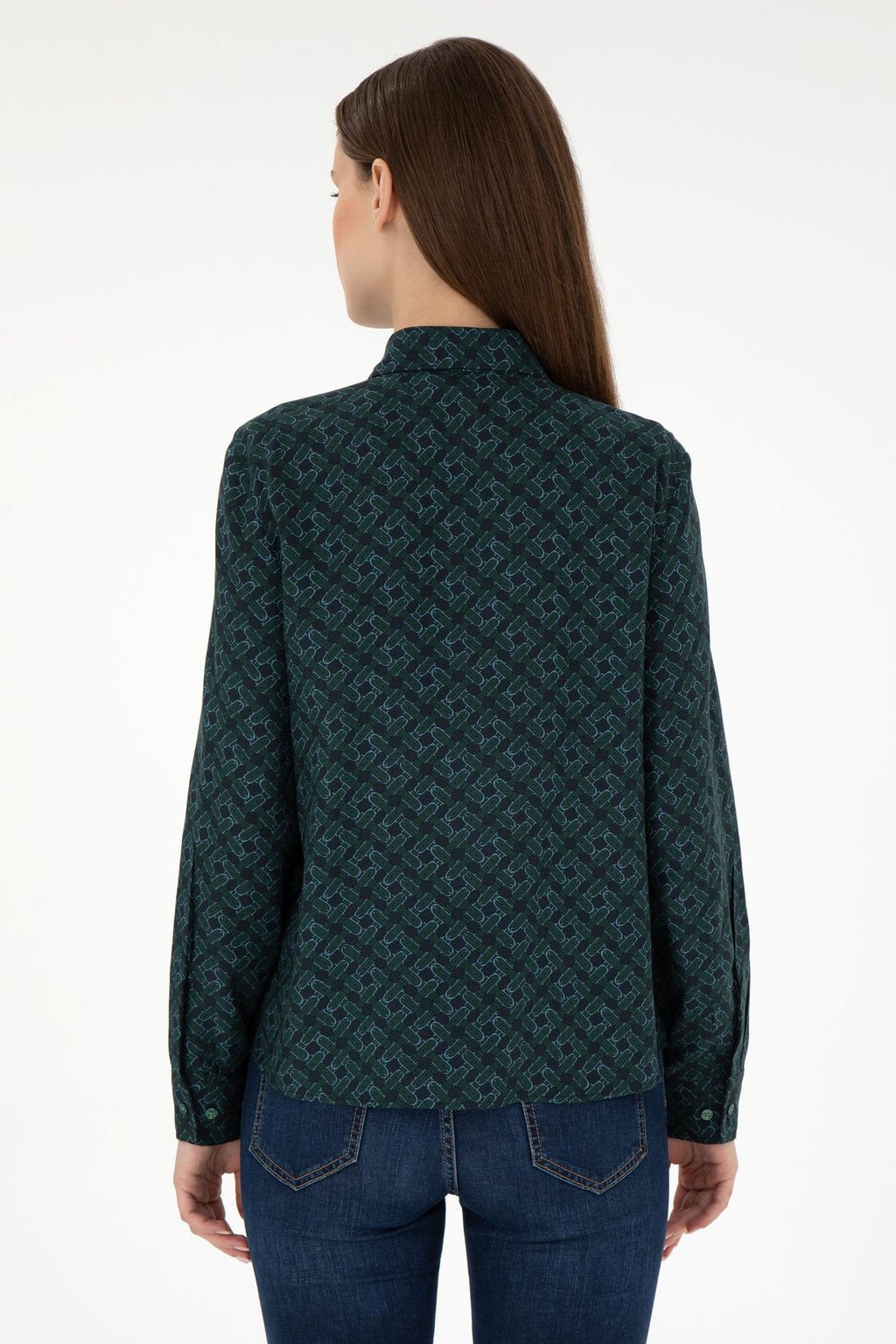 Женская темно-зеленая рубашка с длинным рукавом Неожиданная скидка в корзине - U.s. polo assn фото 5