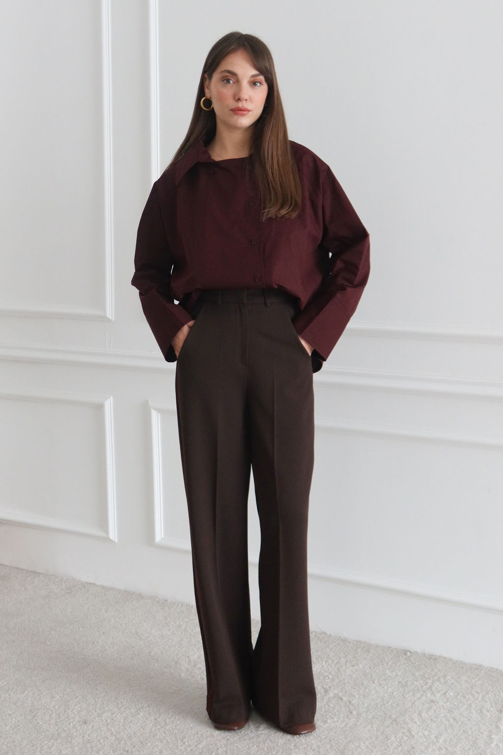 Antrasit Bordo Cizgili Dokuma Pantolon TWOSS26PL00013 - Trendyolmilla фото 13