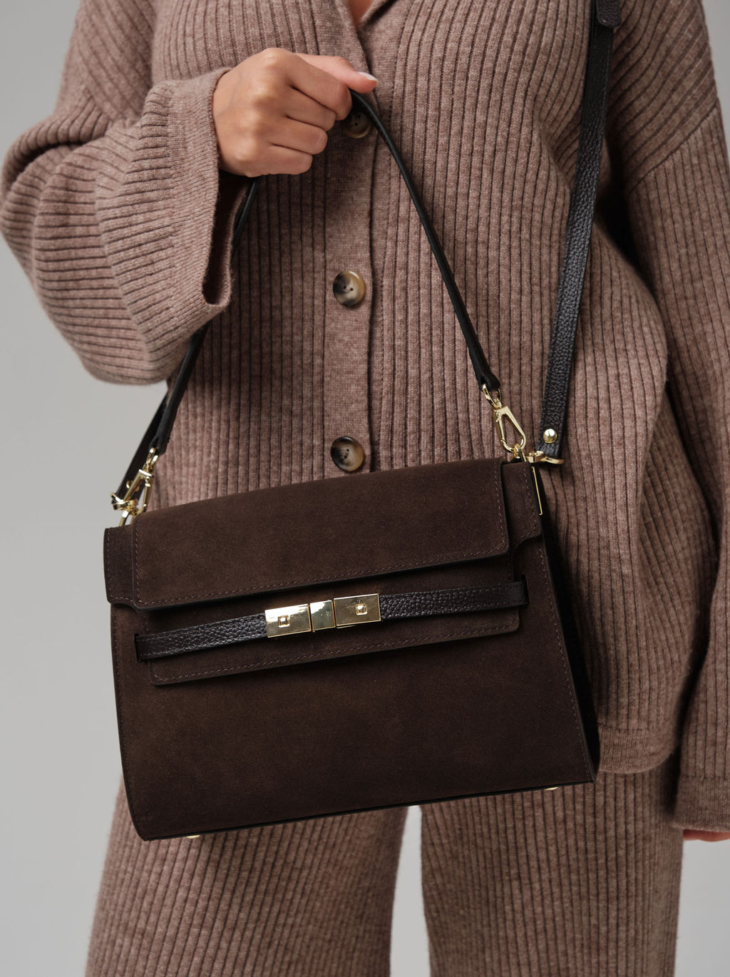 Замшевая сумка Rachel DBR 31361 черный каштан  фото 2