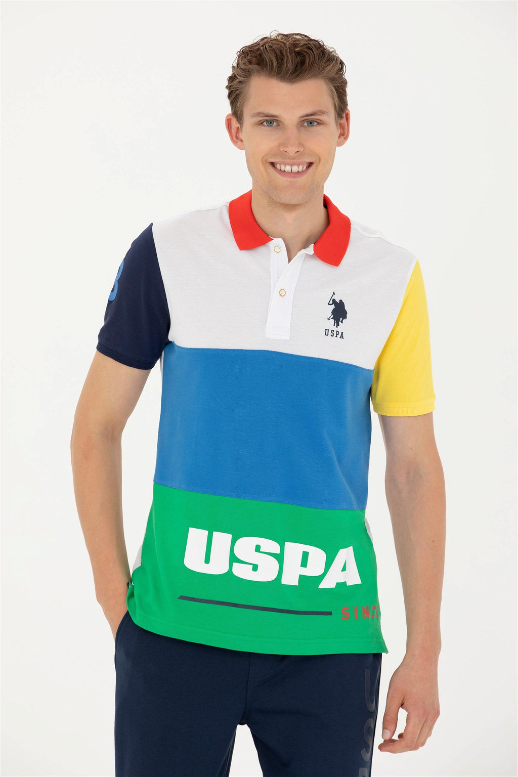 Мужская белая футболка с воротником-поло - U.s. polo assn фото 3