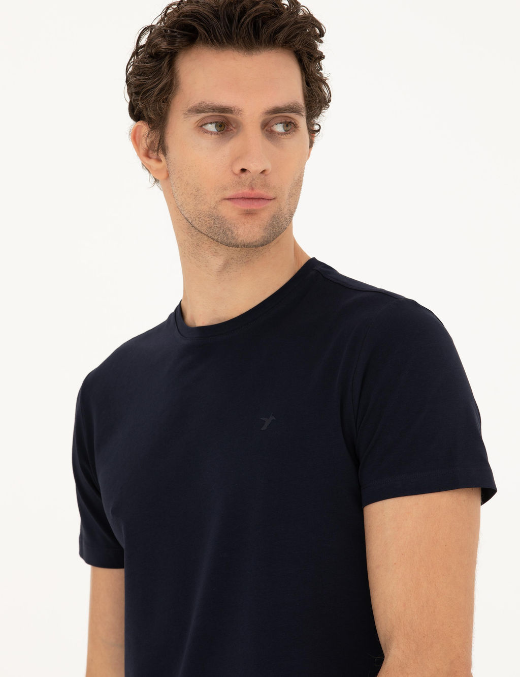 Lacivert Slim Fit Bisiklet Yaka Basic T-Shirt