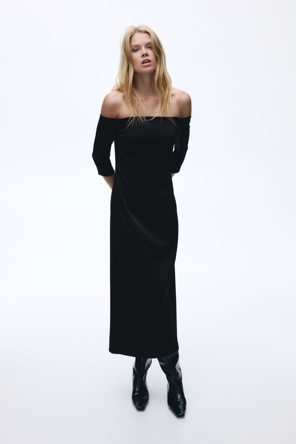 Vestido off-the-shoulder - H&m фото 2