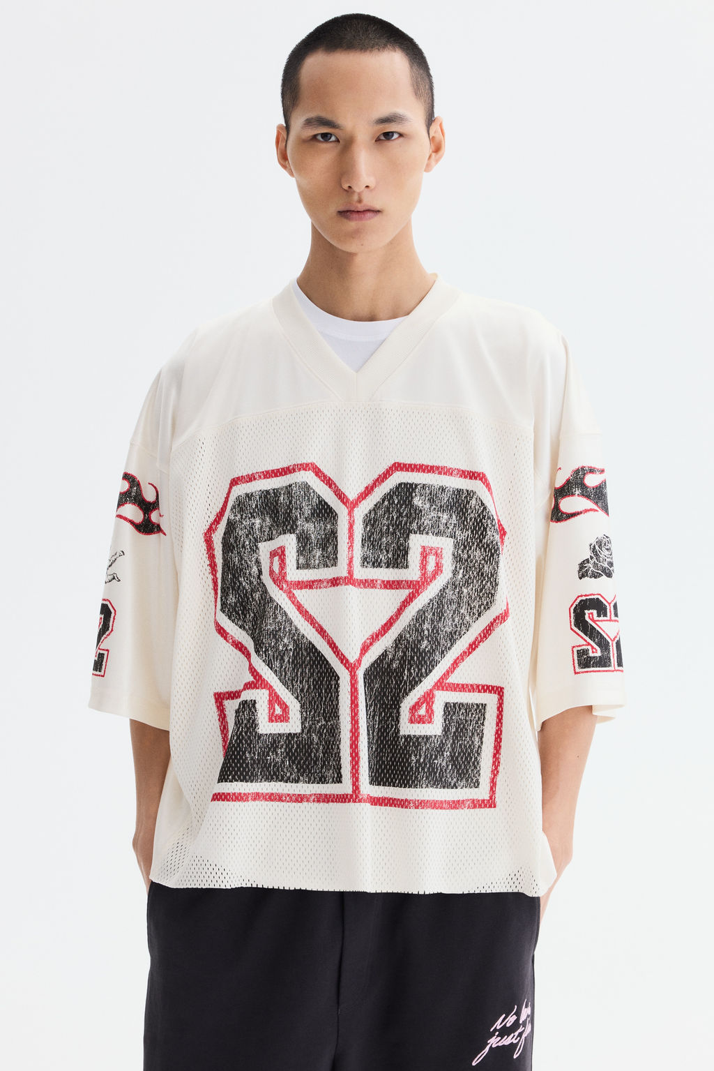 Camiseta de malla estampada Oversized Fit - H&m фото 3