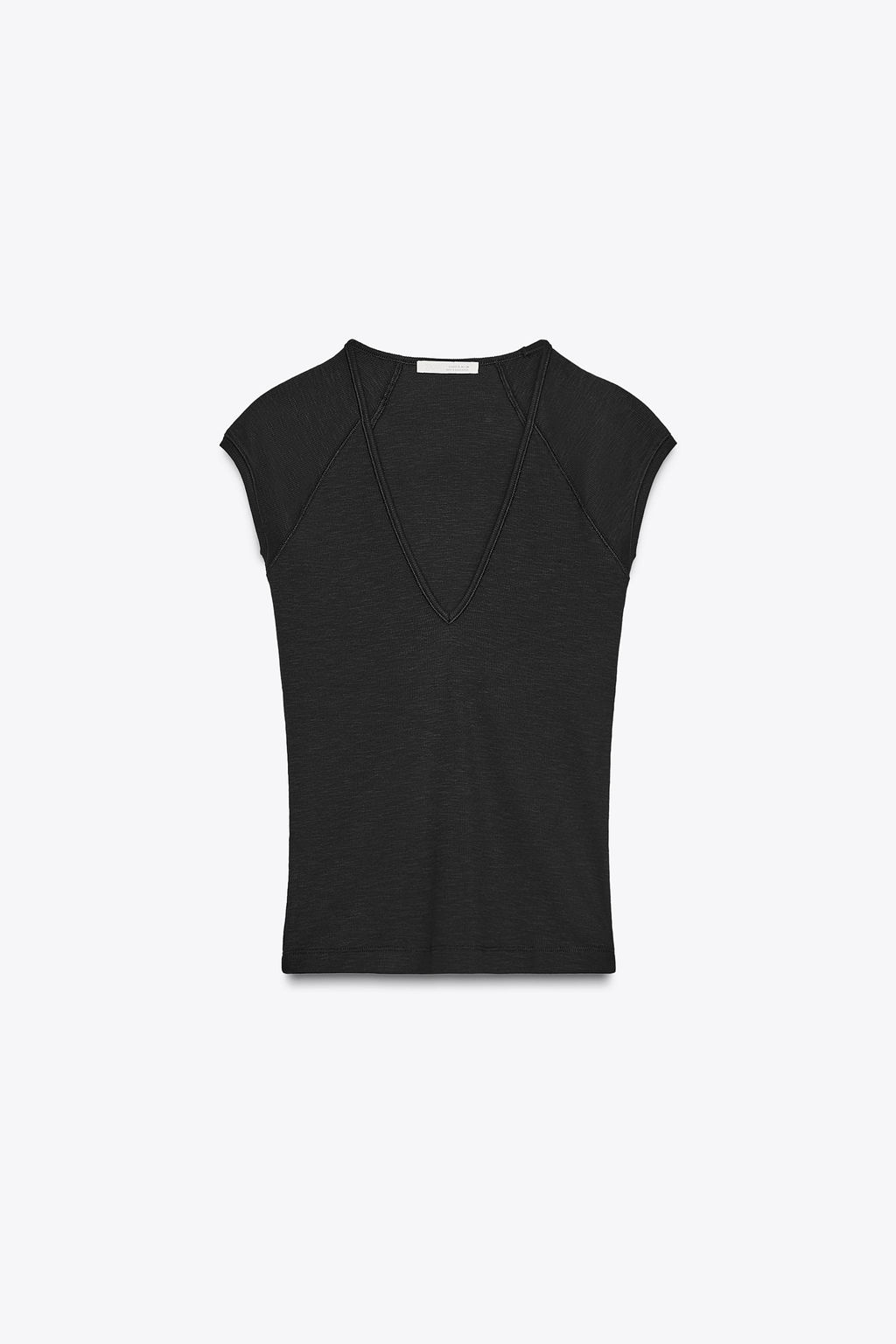 RIB V-NECK T-SHIRT - Zara фото 3