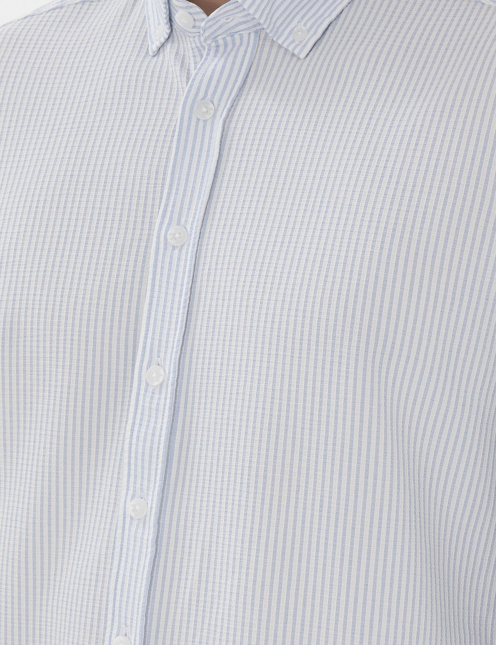 A__k Mavi Slim Fit _izgili Uzun Kollu G_mlek