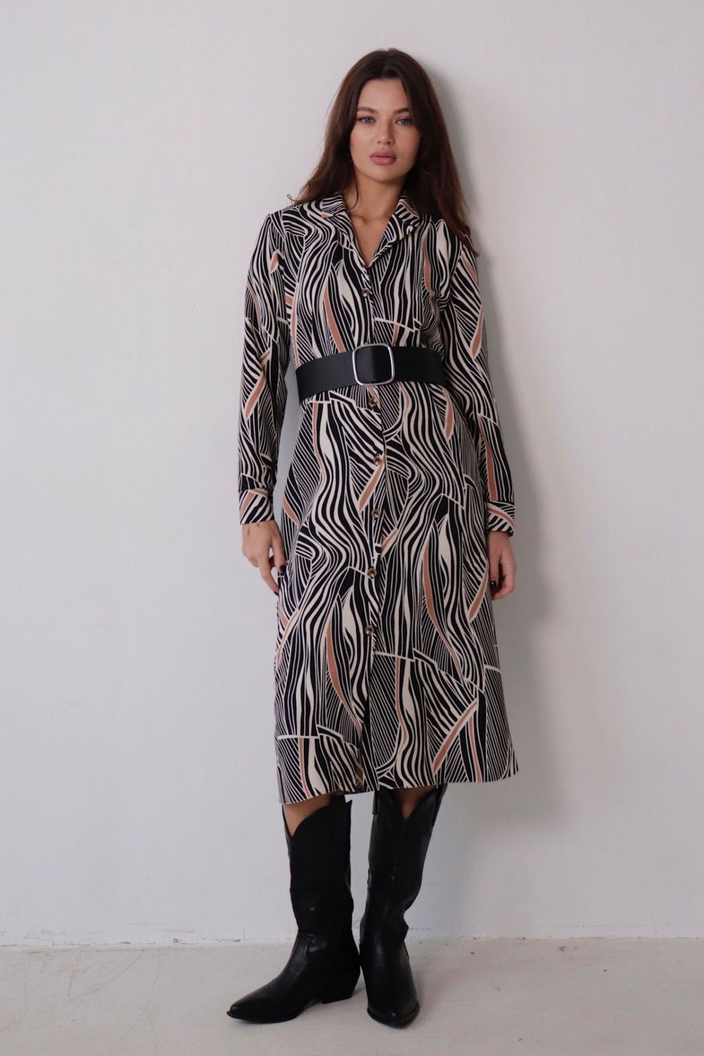 Платье-рубашка с английским воротником принт - Martichelli фото 219