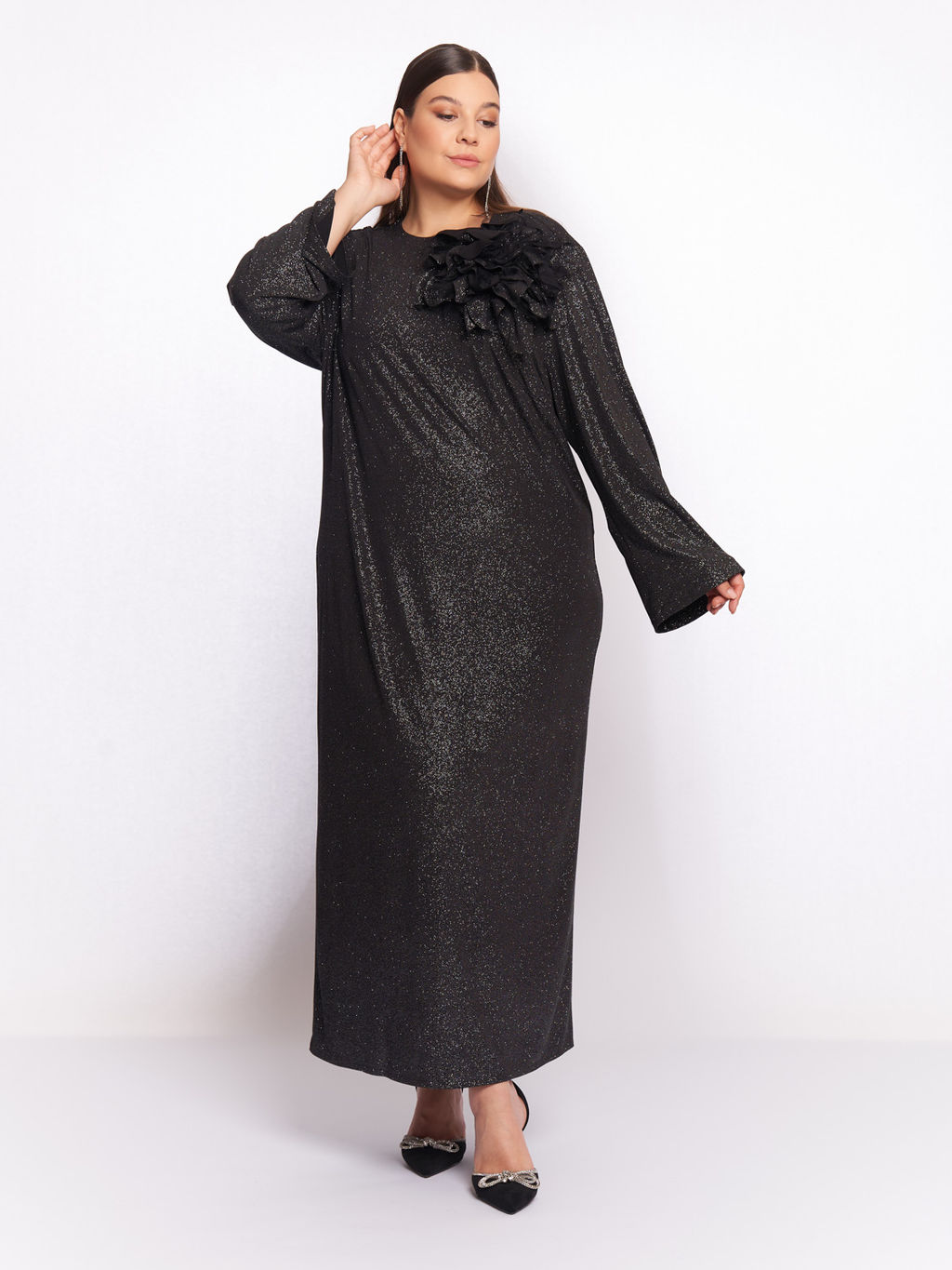 Платье вечернее с цветком 1PP51727BLK60