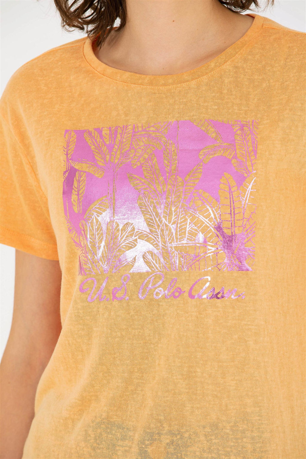 U. S. Polo Assn Женская оранжевая футболка с круглым вырезом - U.s. polo assn фото 14