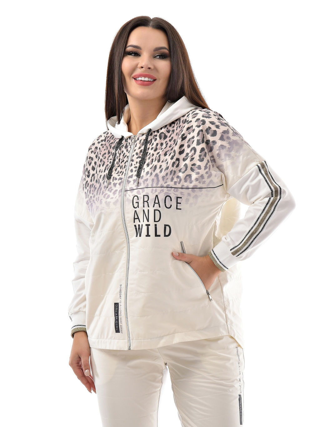 Толстовка из футера комбинированного с принтованной плащевой тканью - А+б коллекция фото 25