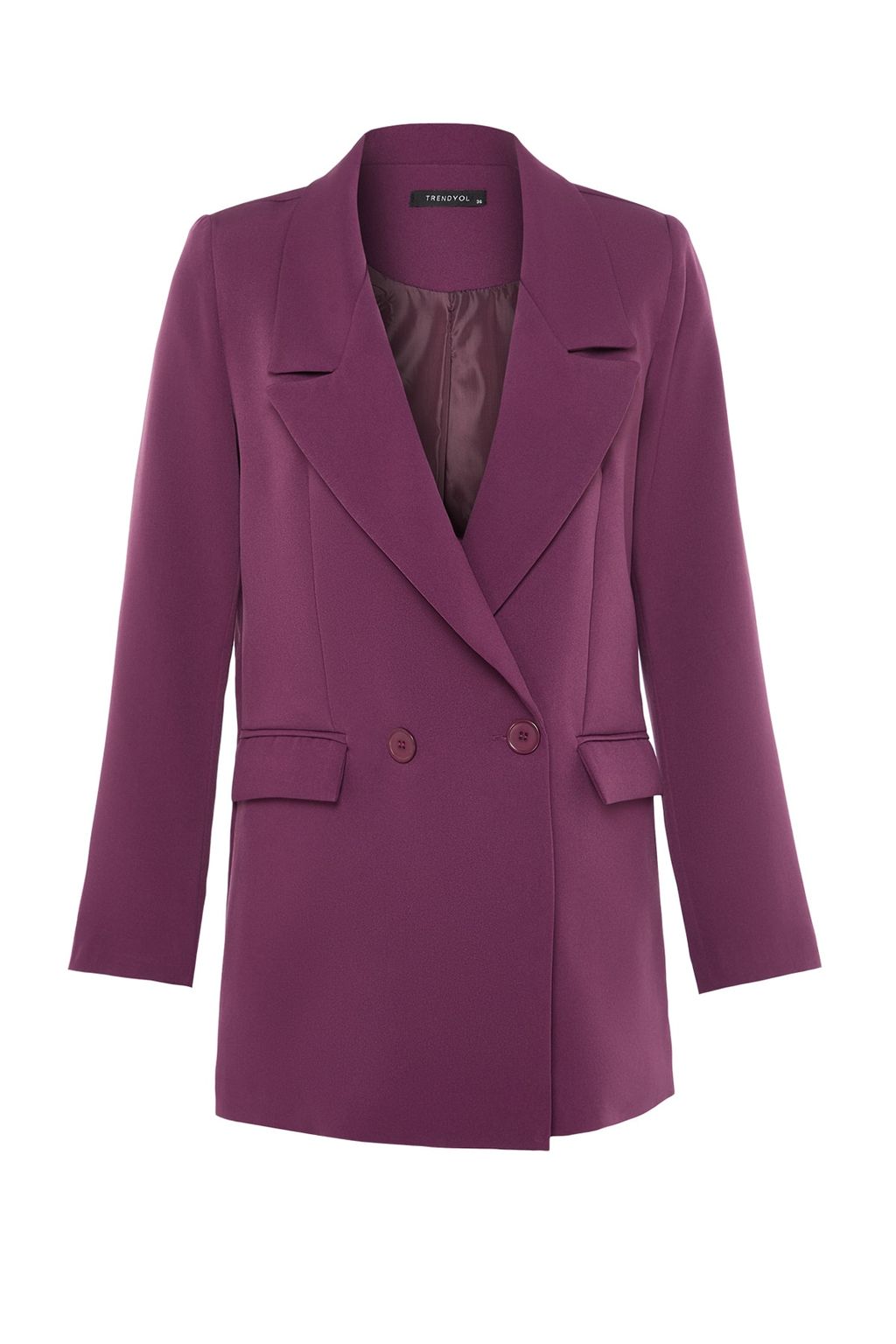 TRENDYOLMILLA Siyah Regular Astarl? Kruvaze Kapama Dokuma Blazer Ceket TWOSS20CE0059  фото 14