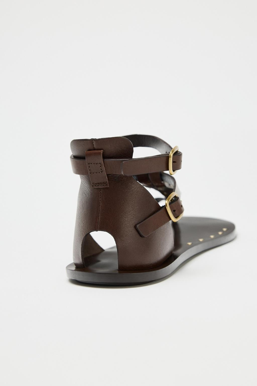 LEATHER SANDALS WITH ADORNMENT - Zara фото 7