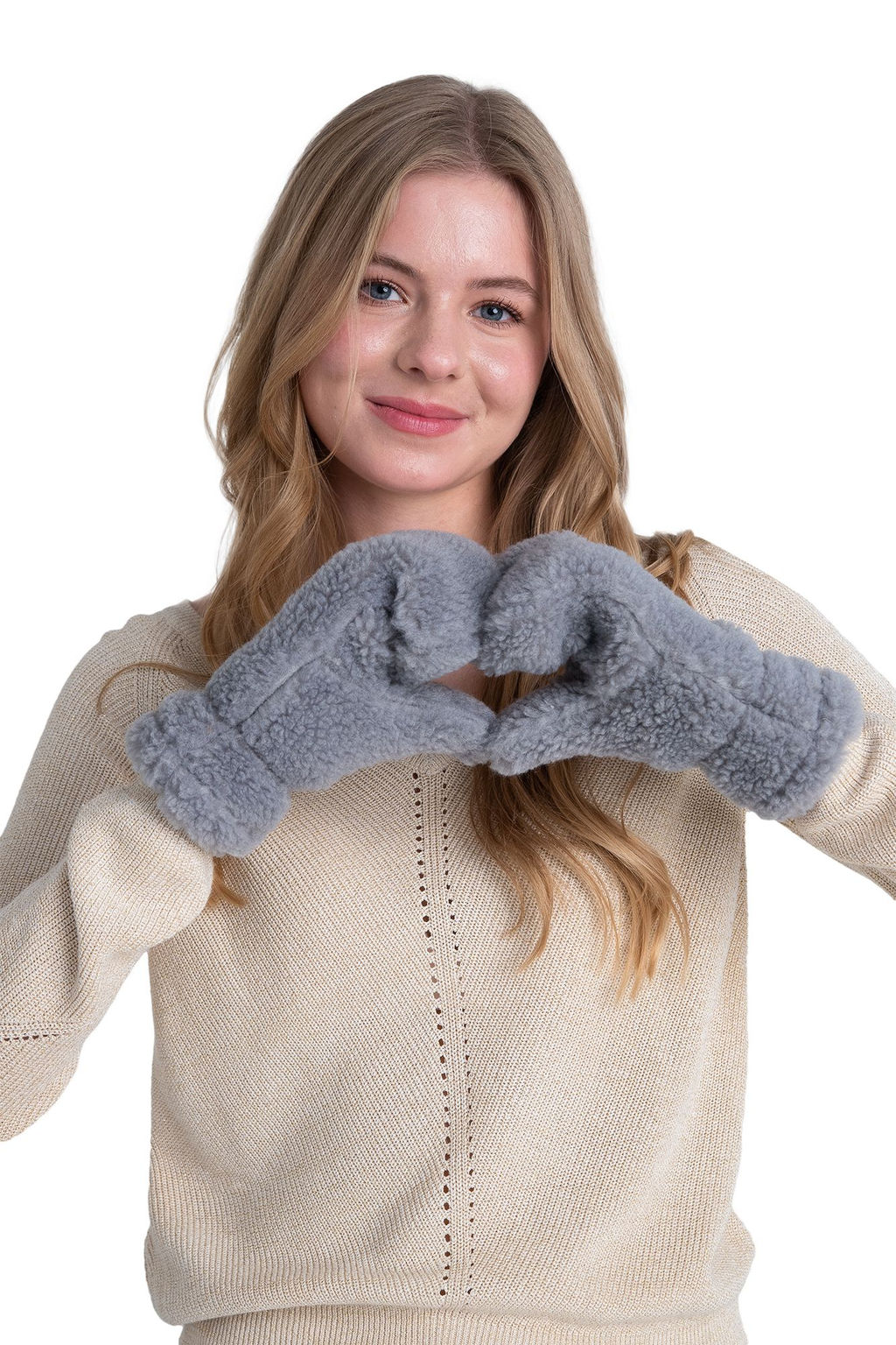 Варежки меховые на резинке ВАНИЛЬ - Woollamb фото 54