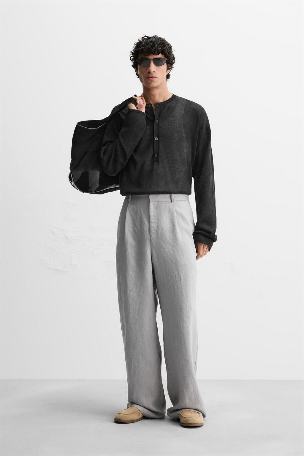 RELAXED FIT FLOWING TROUSERS - Zara фото 5