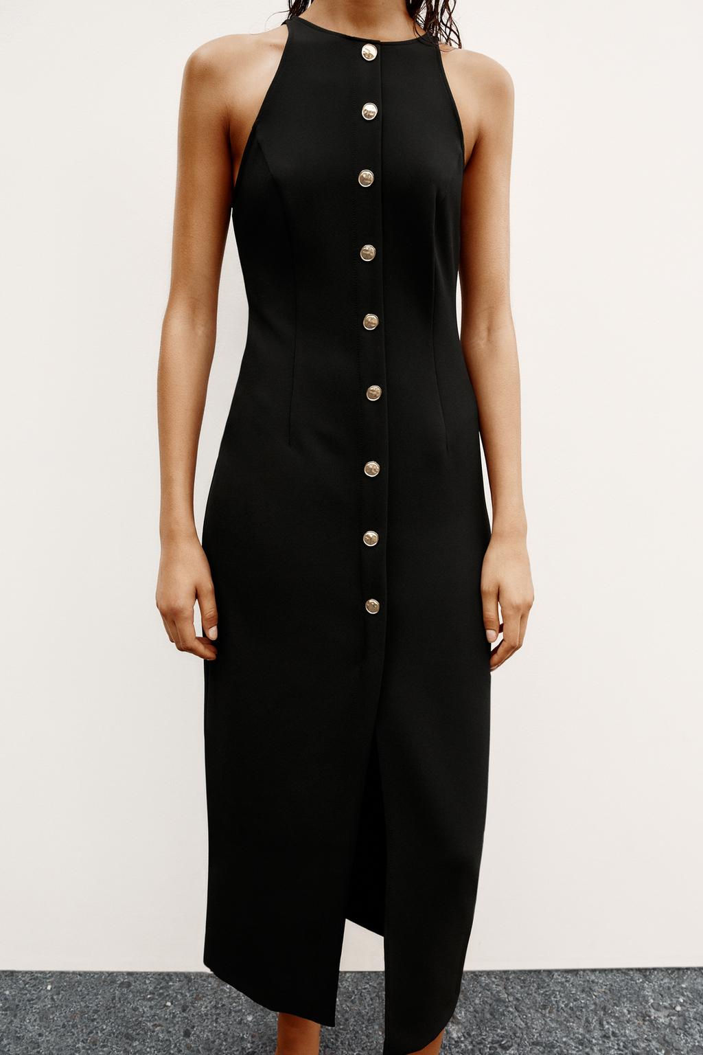 GOLD BUTTON CREPE MIDI DRESS - Zara фото 2