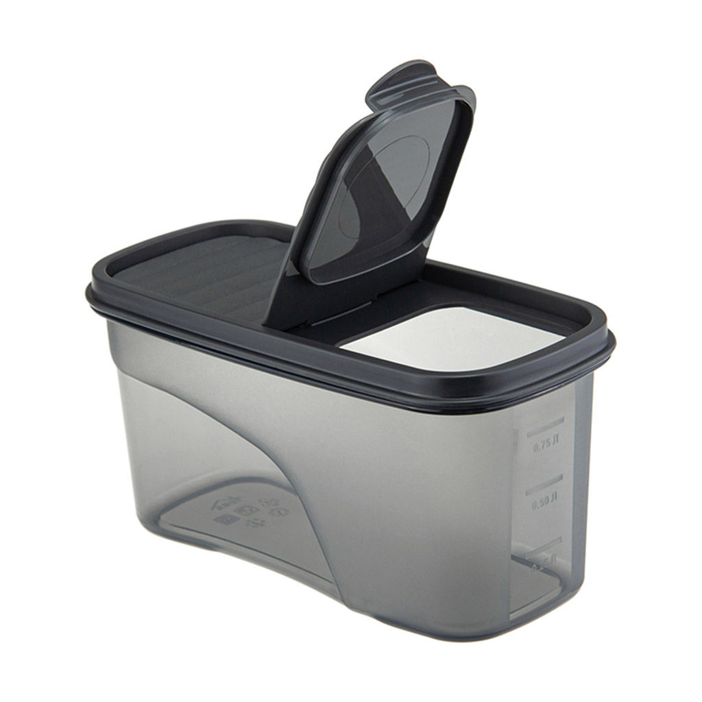 Банка для сыпучих продуктов пластмассовая Бест 1л, 9,5х19х9,5см, графитовый (Россия) - Домашняя мода фото 3