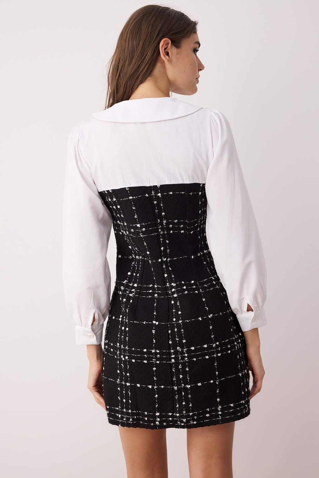 TRENDYOLMILLA Mavi Ekose / Kareli Dokuma Elbise TWOAW23EL00701 фото 18