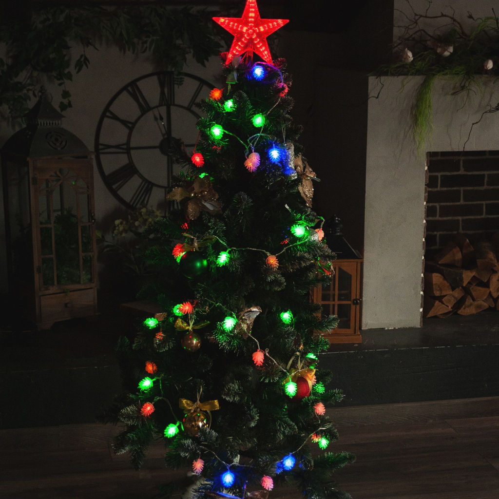 ULD-S0500-050/DTA MULTI IP20 PINE CONES Гирлянда светодиодная Шишки, 5м. 50 светодиодов. Разноцветный свет. Провод прозрачный. ТМ Uniel