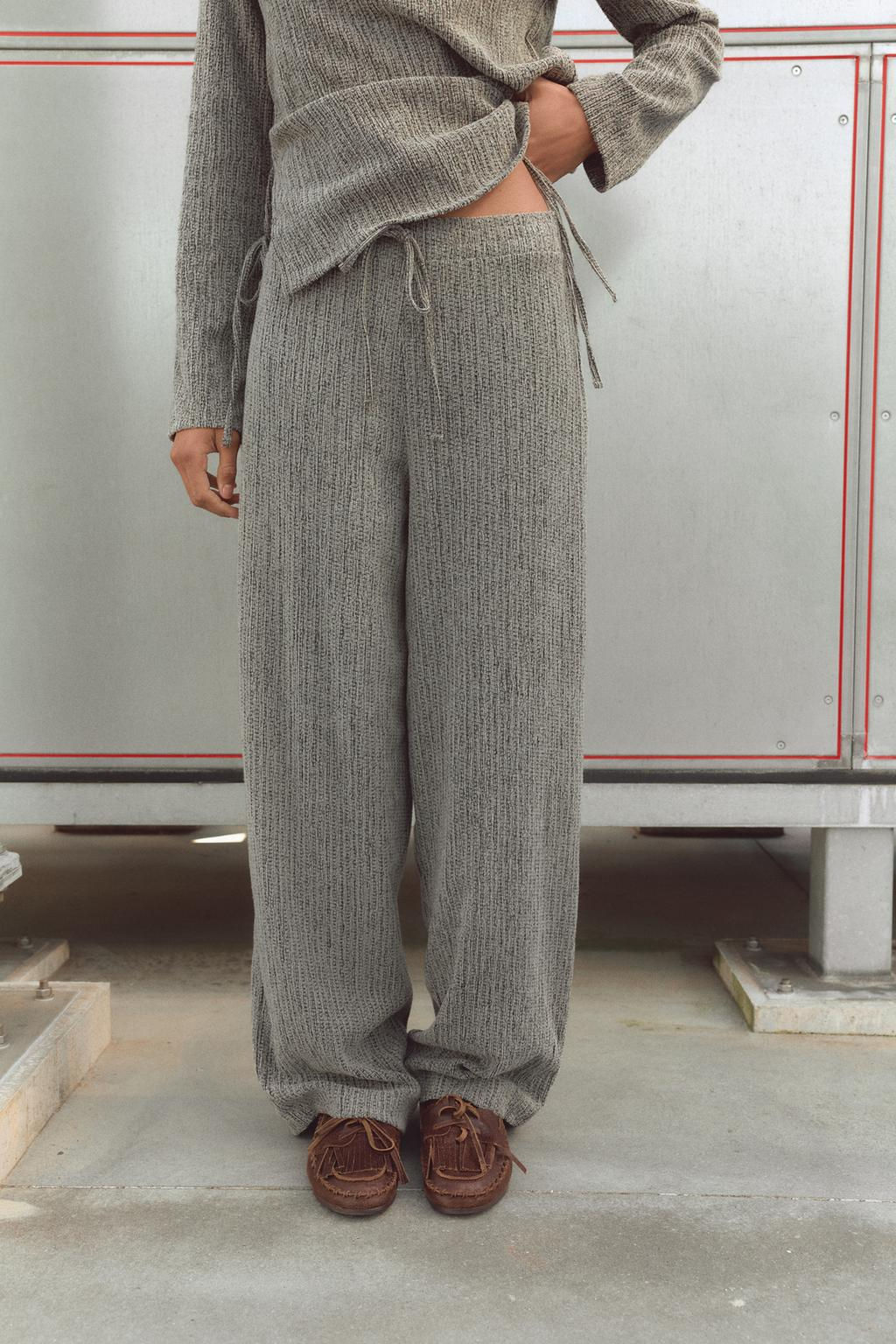 TEXTURED STRAIGHT-LEG TROUSERS - Zara фото 16