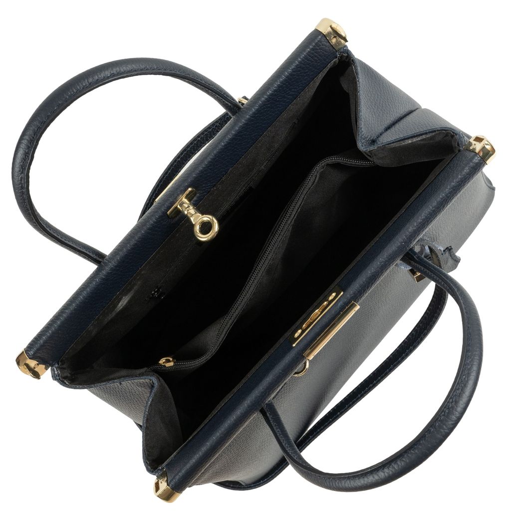 Сумка женская Sefaro из телячьей кожи зернистая выделка синяя большая  фото 3