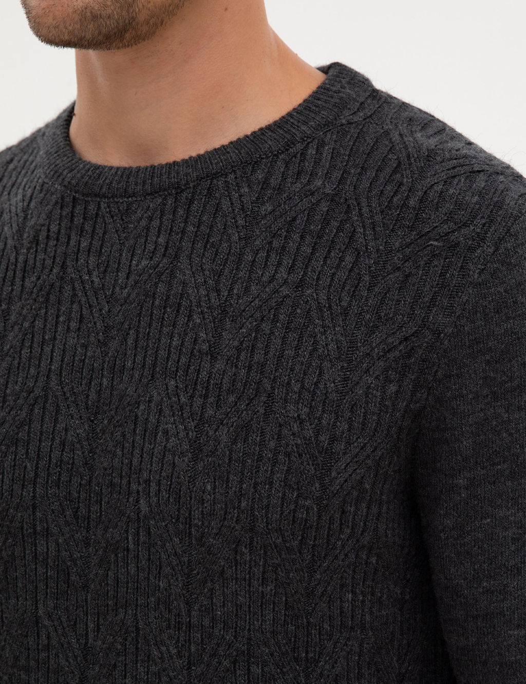 Antrasit Melanj Regular Fit Bisiklet Yaka Triko Kazak - Pierre cardin фото 7