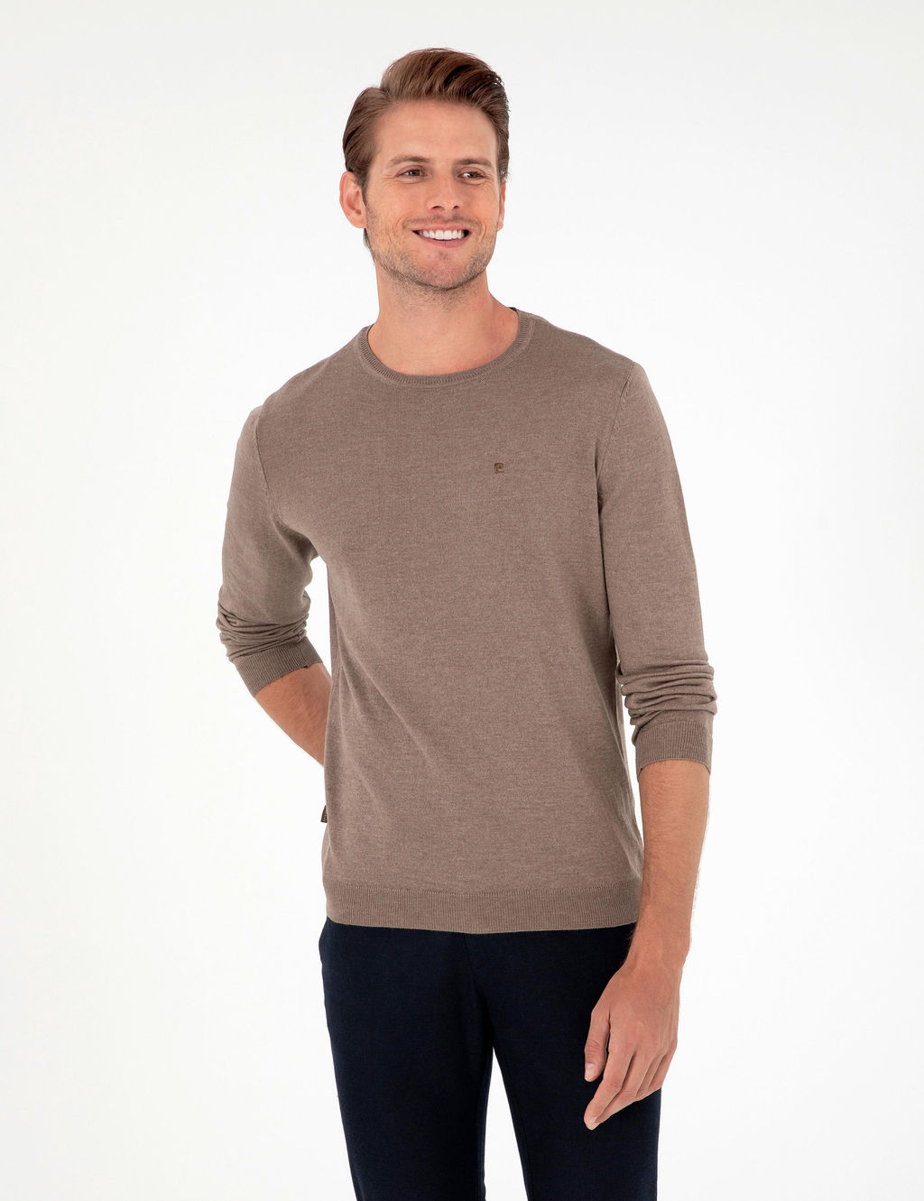 Vizon Melanj Slim Fit Bisiklet Yaka Basic Triko Kazak