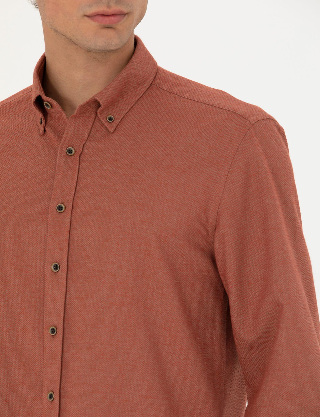 Рубашка Pierre Cardin Slim Fit кирпичная из хлопка