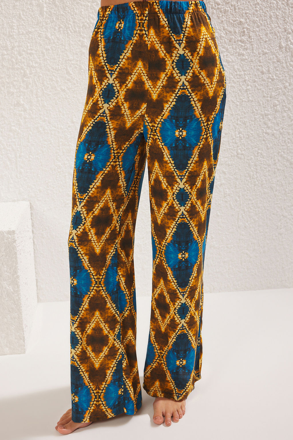 Etnik Desenli Desenli Dokuma Bluz Pantolon Plaj Tak?m TBESS24AU00017