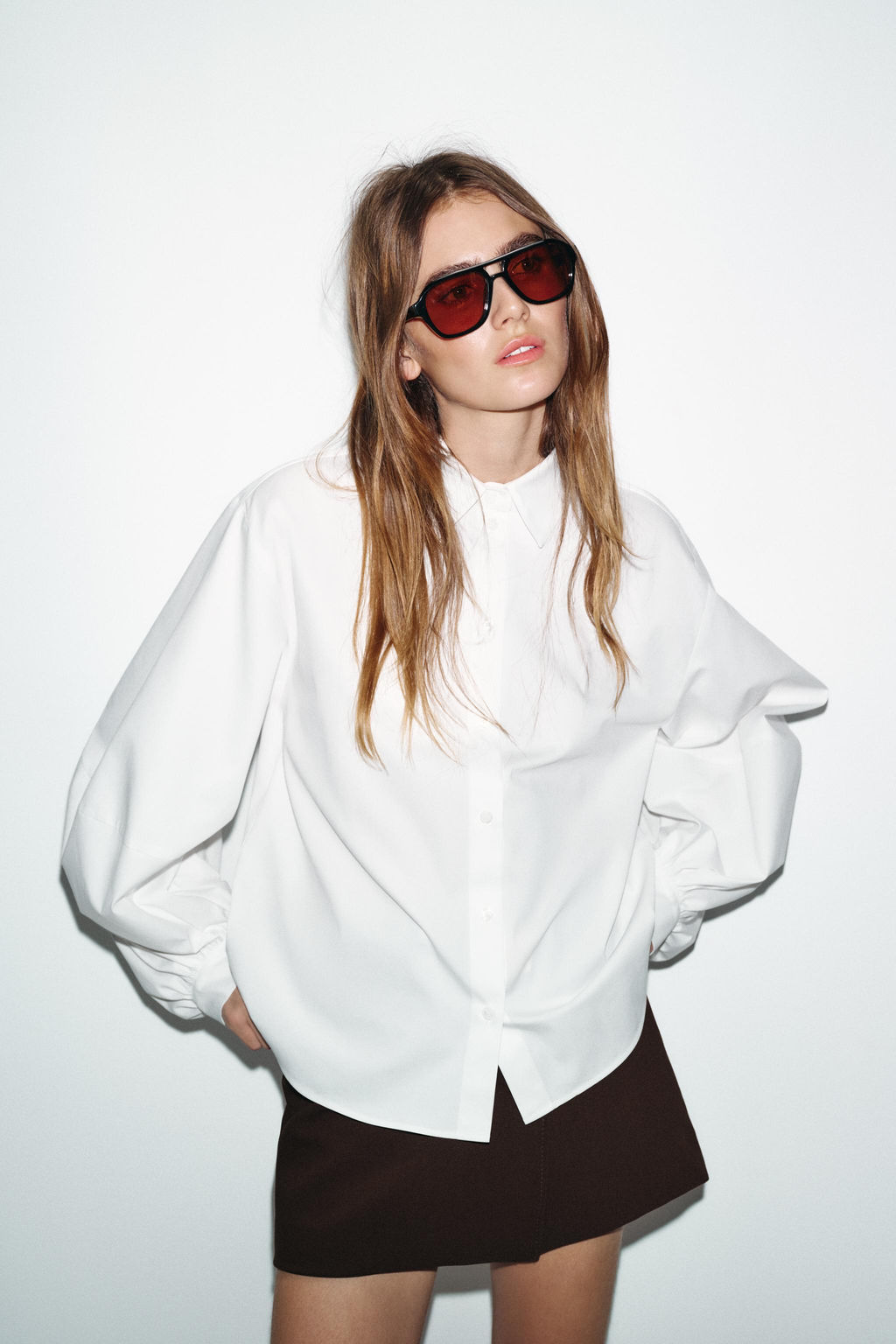 POPLIN PUFF SLEEVE SHIRT - Zara фото 23