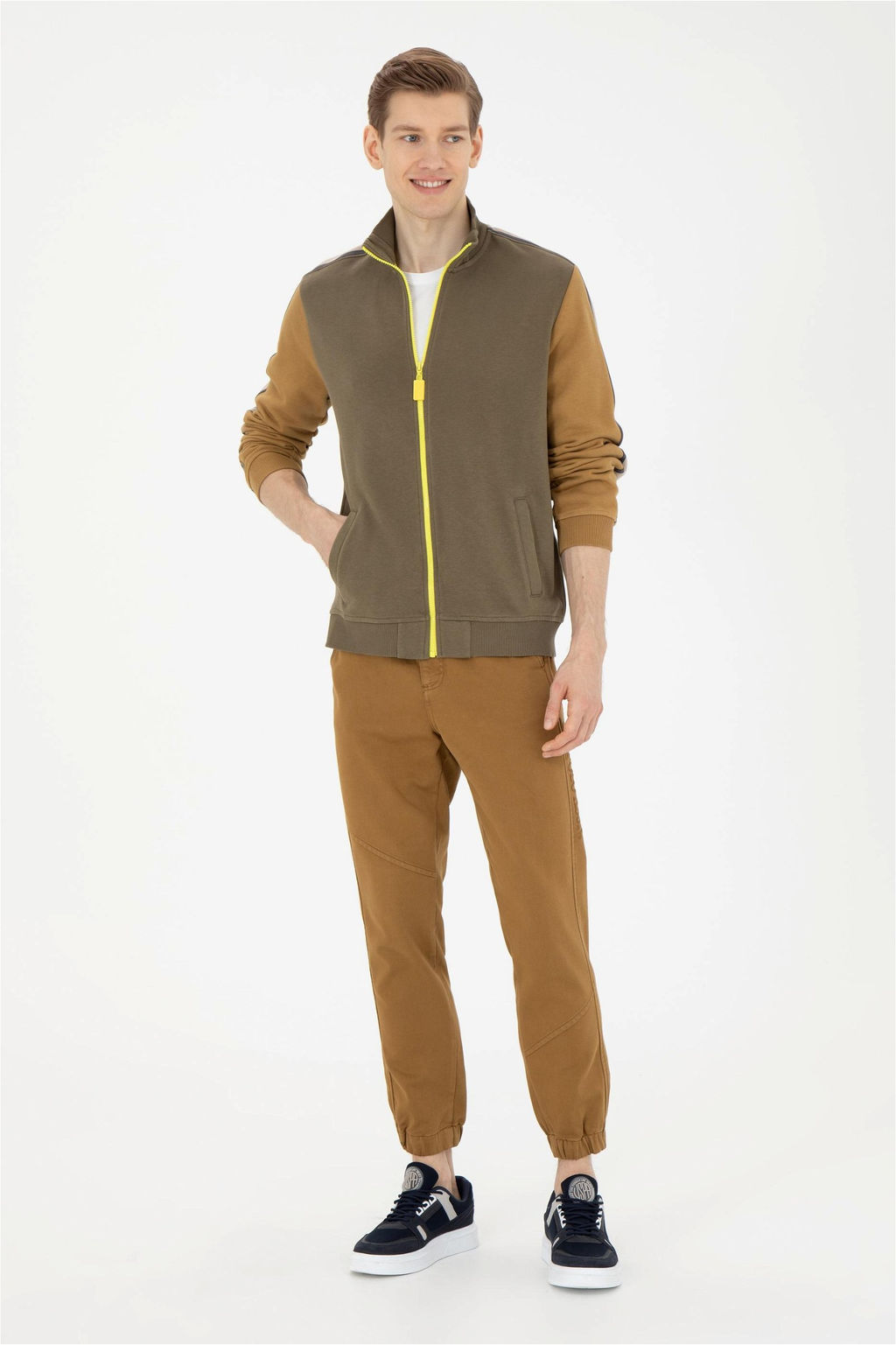 Мужской вязаный кардиган цвета хаки - U.s. polo assn фото 4