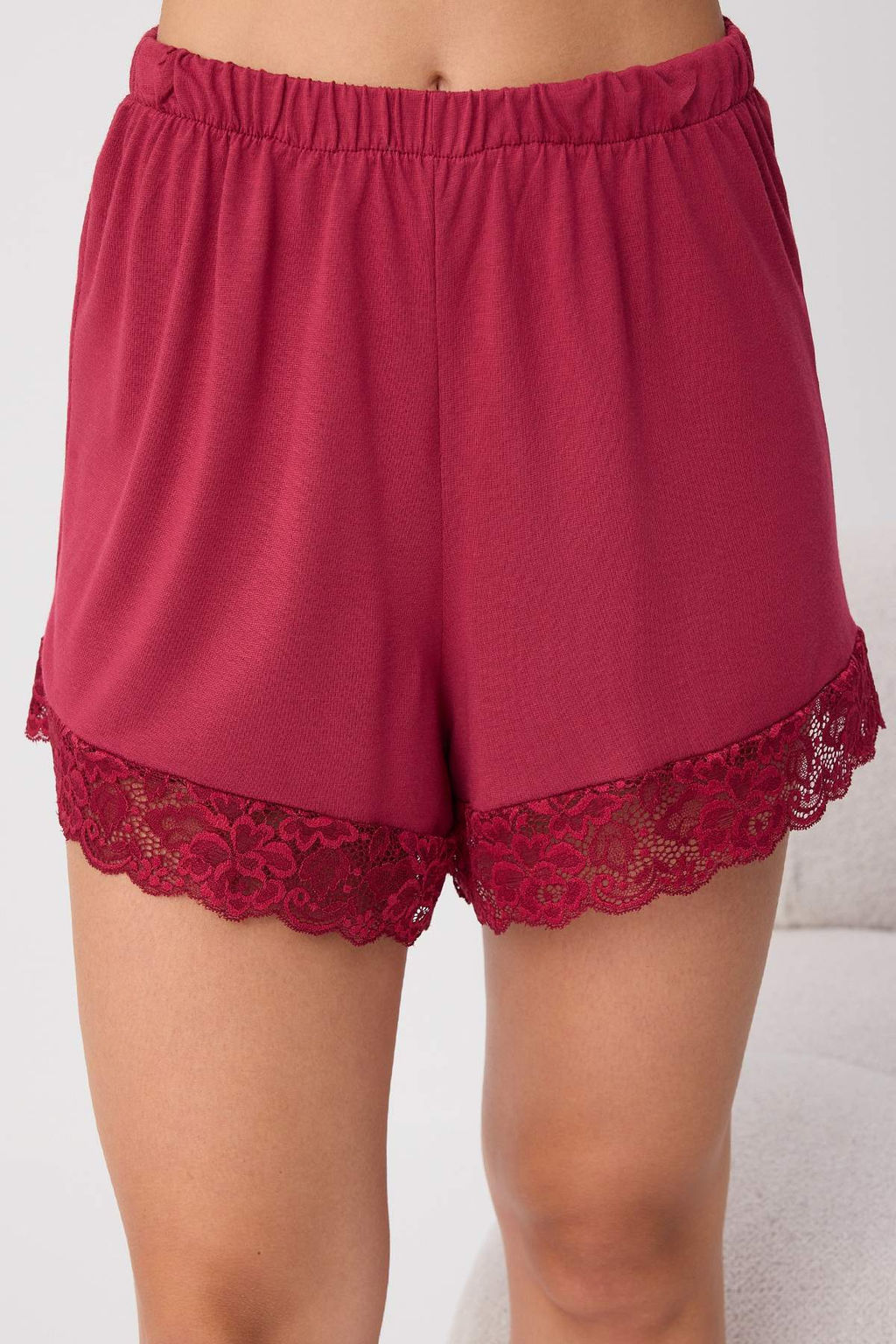 Bordo 4l_ Dantel Detayl_ Viskon _rme Pijama Tak_m_ THMAW27PT00002