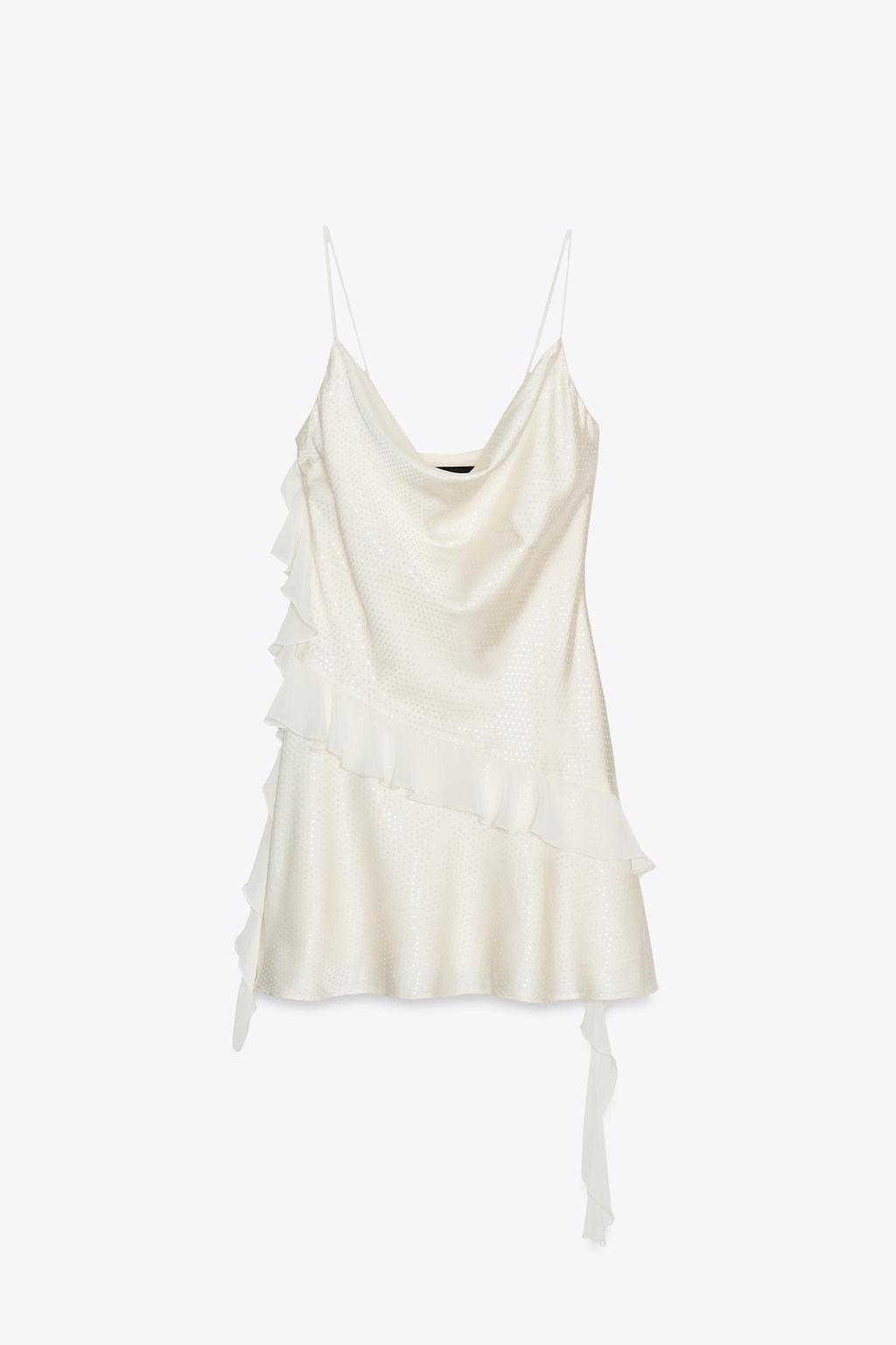 SHINY RUFFLE TRIM MINI DRESS - Zara фото 7