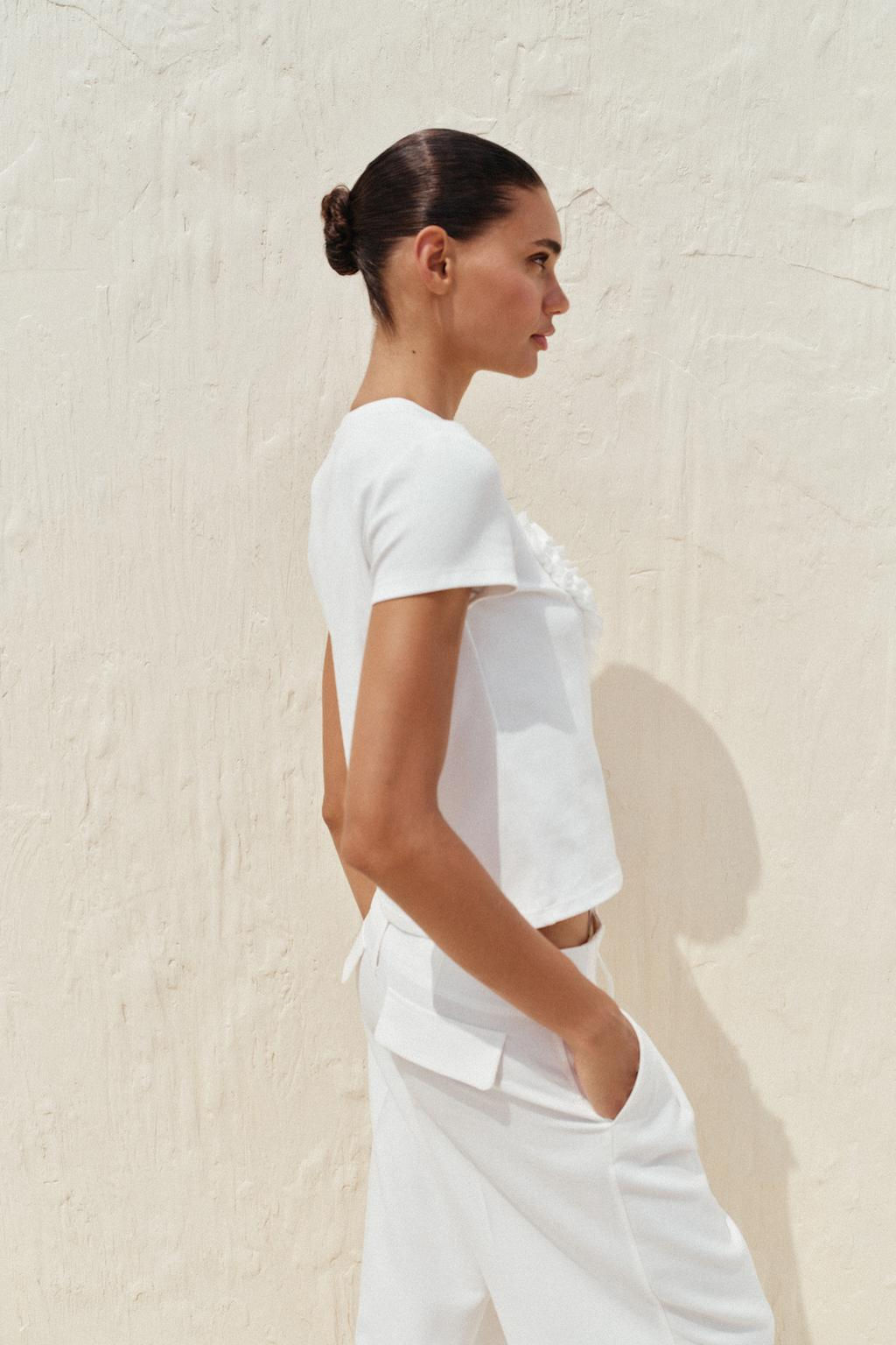 T-SHIRT WITH TEXTURED HEART - Zara фото 4