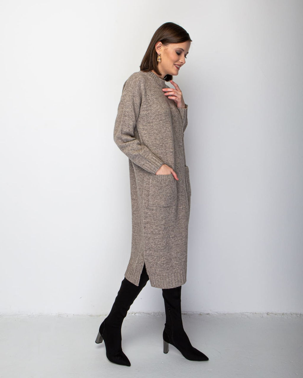 Платье из пуха яка 13094 серое