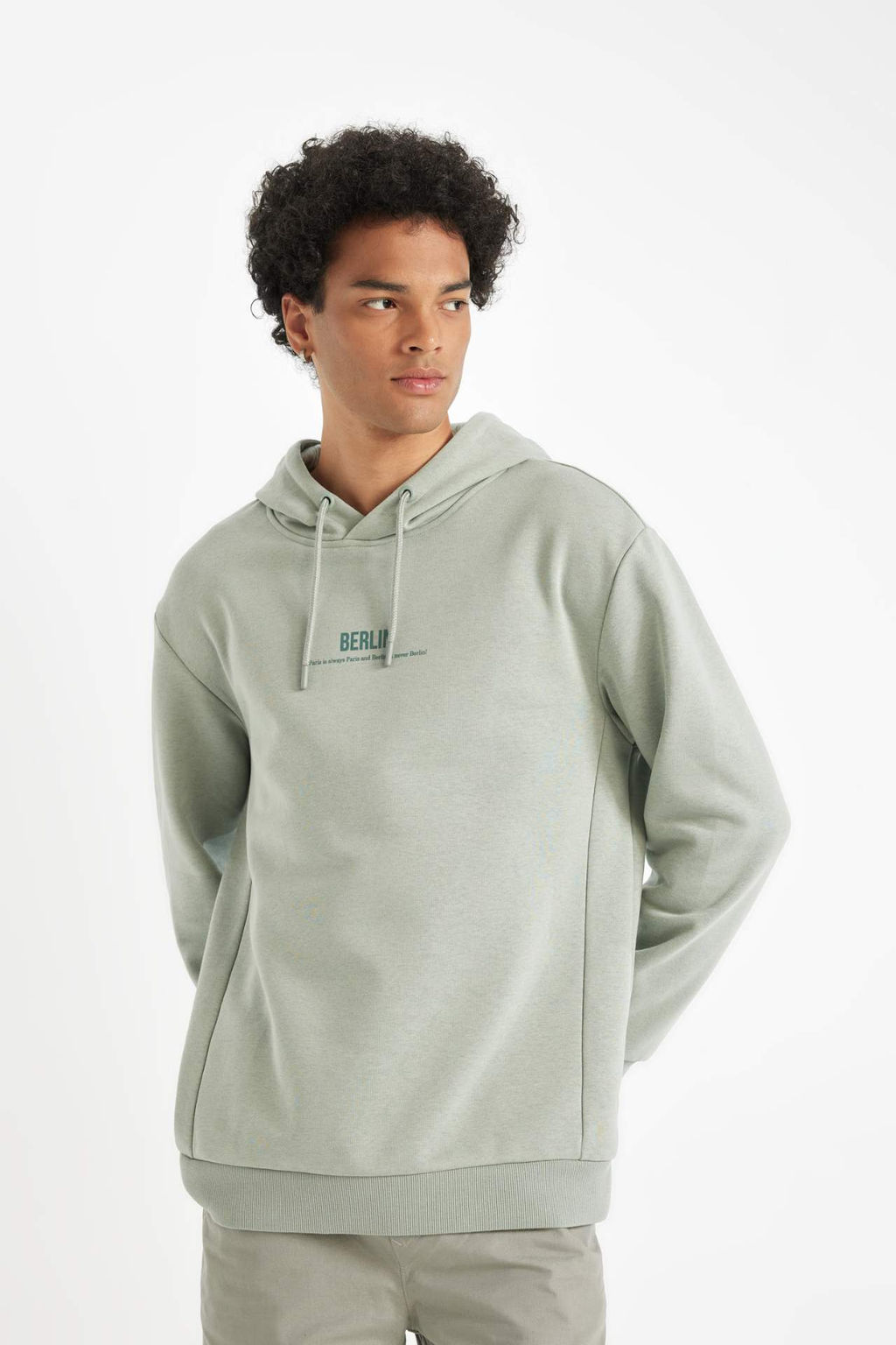 Siyah Relax Fit Kapusonlu Bask?l? Sweatshirt - Defacto фото 4